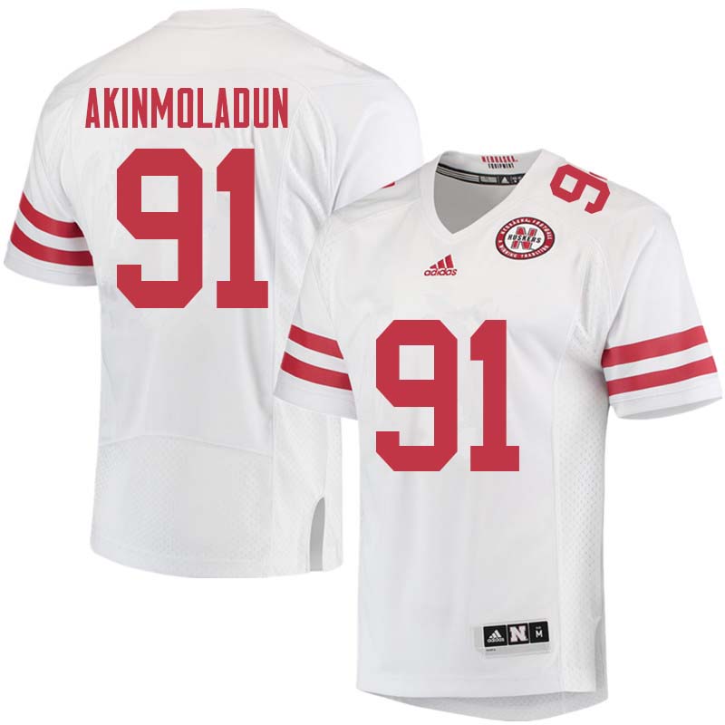 Men #91 Freedom Akinmoladun Nebraska Cornhuskers College Football Jerseys Sale-White